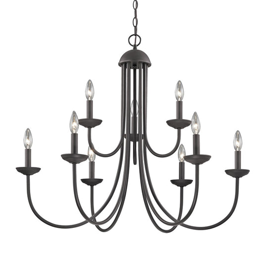 Atlas Lighting Montgomery 34in 9-Light Chandelier | Traditional Oil Rubbed Bronze Metal | Dining Room & Foyer | 34 x 34 x 29 in | Model CL11261-BZ