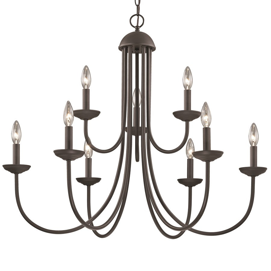 Atlas Lighting Montgomery 34in 9-Light Chandelier | Traditional Oil Rubbed Bronze Metal | Dining Room & Foyer | 34 x 34 x 29 in | Model CL11261-BZ