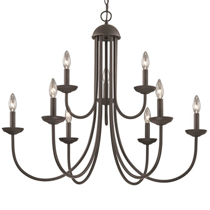 Atlas Lighting Montgomery 34in 9-Light Chandelier | Traditional Oil Rubbed Bronze Metal | Dining Room & Foyer | 34 x 34 x 29 in | Model CL11261-BZ