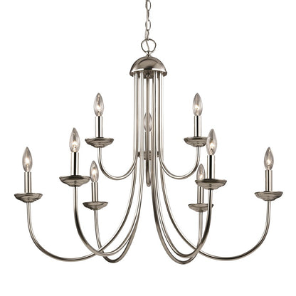 Atlas Lighting Montgomery 34in 9-Light Chandelier | Traditional Brushed Nickel Metal | Dining Room & Living Room | 34 x 34 x 29 in | Model CL11261-NK