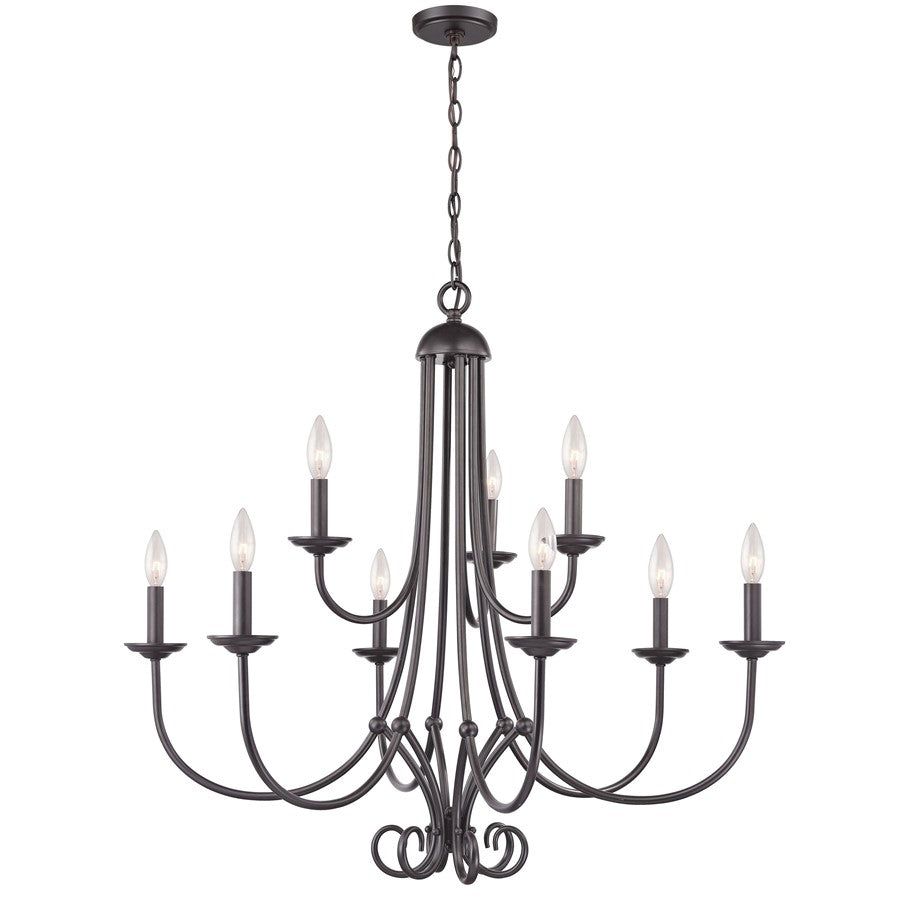 Atlas Lighting Montgomery 34in 9-Light Chandelier | Traditional Oil Rubbed Bronze Metal | Dining Room & Living Room | Model CL11262-BZ