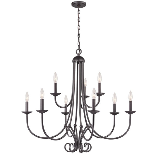 Atlas Lighting Montgomery 34in 9-Light Chandelier | Traditional Oil Rubbed Bronze Metal | Dining Room & Living Room | Model CL11262-BZ
