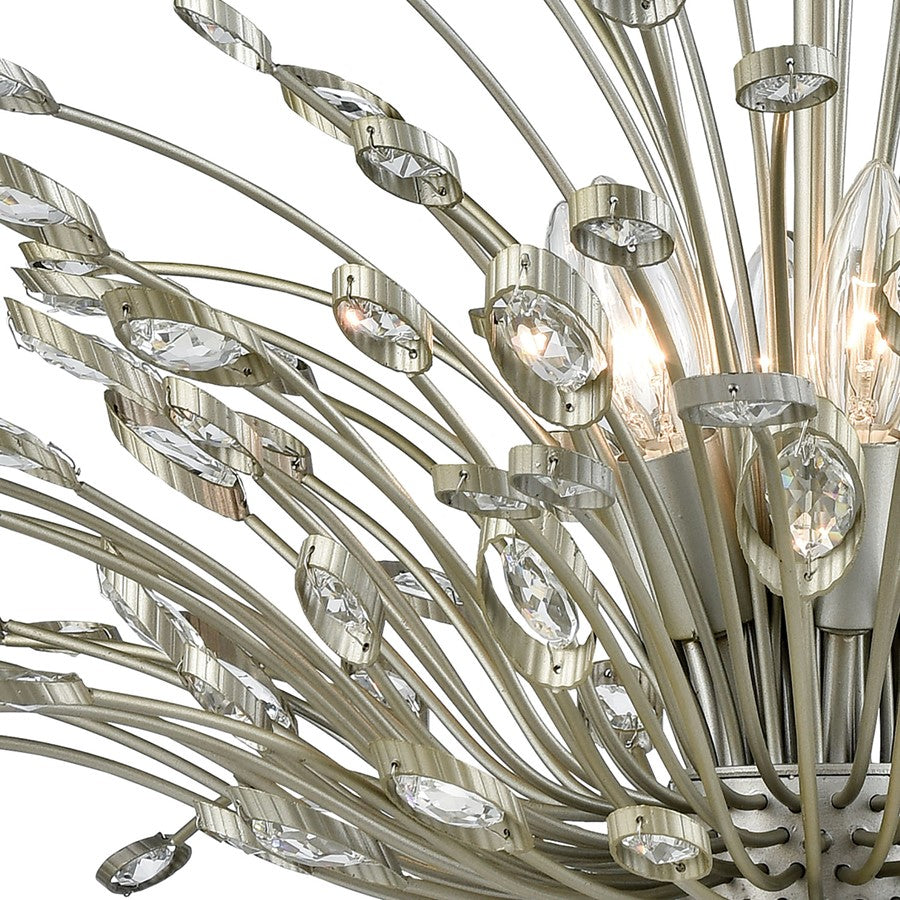 Atlas Lighting Mullica 28in 6-Light Chandelier | Traditional Aged Silver Metal and Crystal | Dining Room & Living Room | Model CL11264-SV