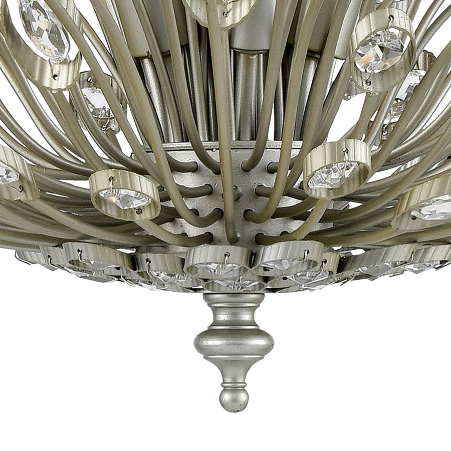 Atlas Lighting Mullica 28in 6-Light Chandelier | Traditional Aged Silver Metal and Crystal | Dining Room & Living Room | Model CL11264-SV
