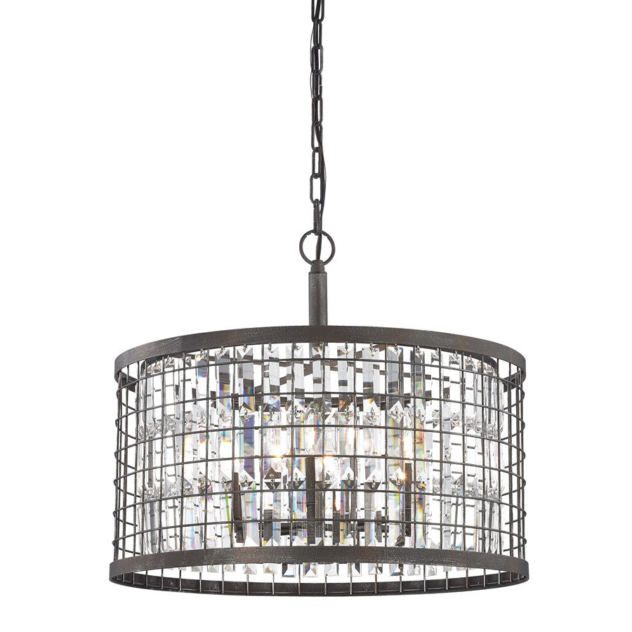 Atlas Lighting Nadina 22in 6-Light Chandelier | Transitional Silverdust Iron and Clear Crystal | Dining Room & Living Room | Model CL11265-GY