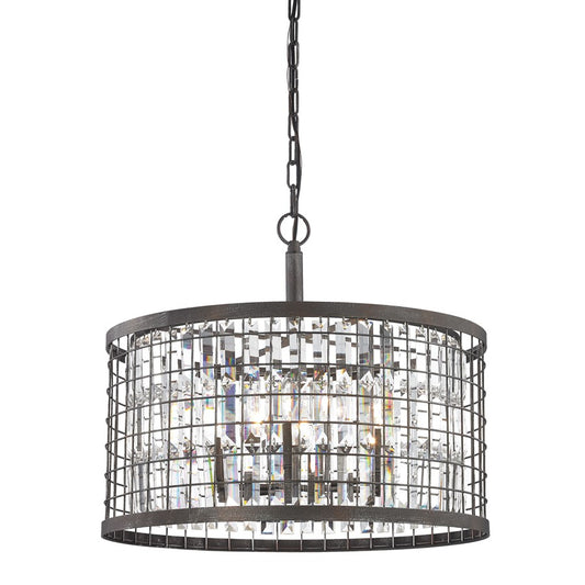Atlas Lighting Nadina 22in 6-Light Chandelier | Transitional Silverdust Iron and Clear Crystal | Dining Room & Living Room | Model CL11265-GY