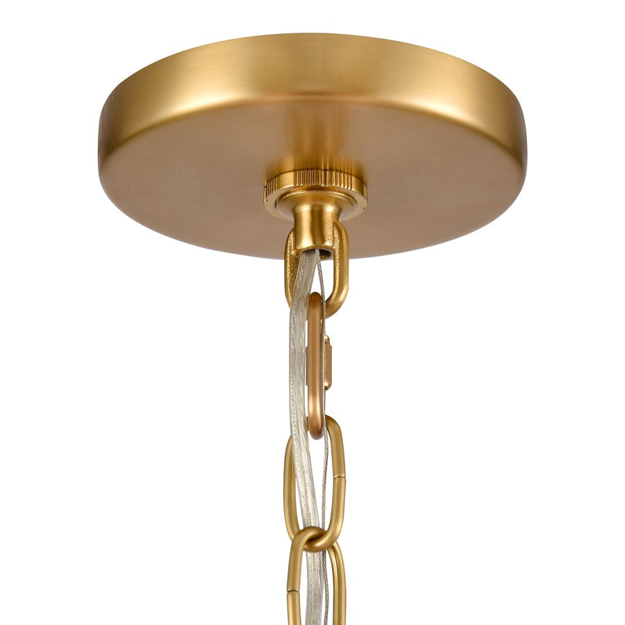 Atlas Lighting Neville 23in 5-Light Chandelier | Transitional Natural Brass and White Fabric Drum Shade | Dining Room & Living | Model CL11268-BS