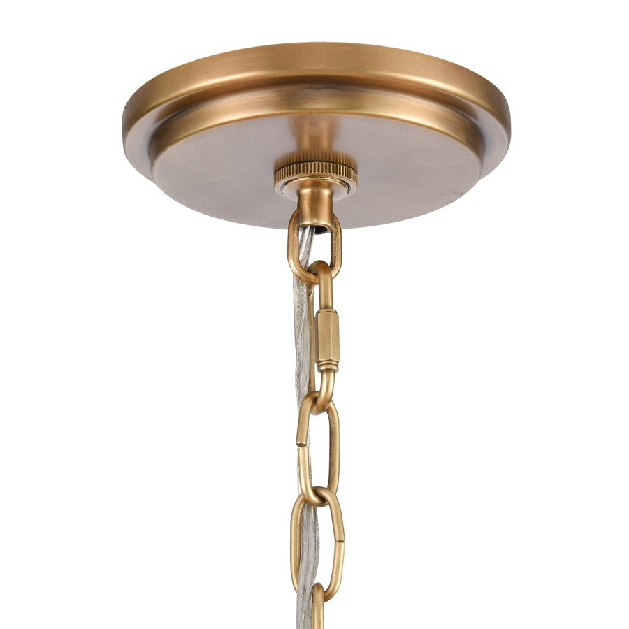 Atlas Lighting Neville 28in 8-Light Chandelier | Transitional Natural Brass and Bleached White Wood | Dining Room & Living Room | Model CL11269-BS