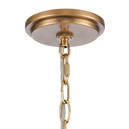 Atlas Lighting Neville 28in 8-Light Chandelier | Transitional Natural Brass and Bleached White Wood | Dining Room & Living Room | Model CL11269-BS
