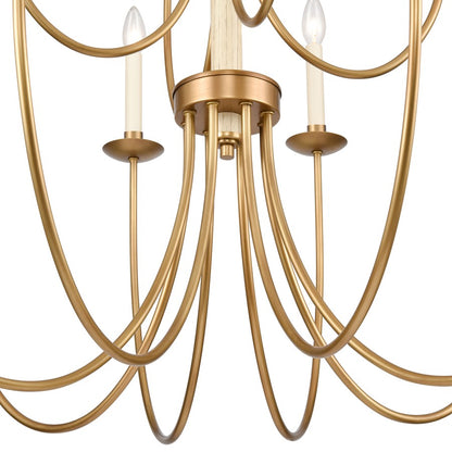 Atlas Lighting Neville 34in 12-Light Chandelier | Transitional Natural Brass and Bleached White Wood | Dining Room & Living Room | Model CL11270-BS