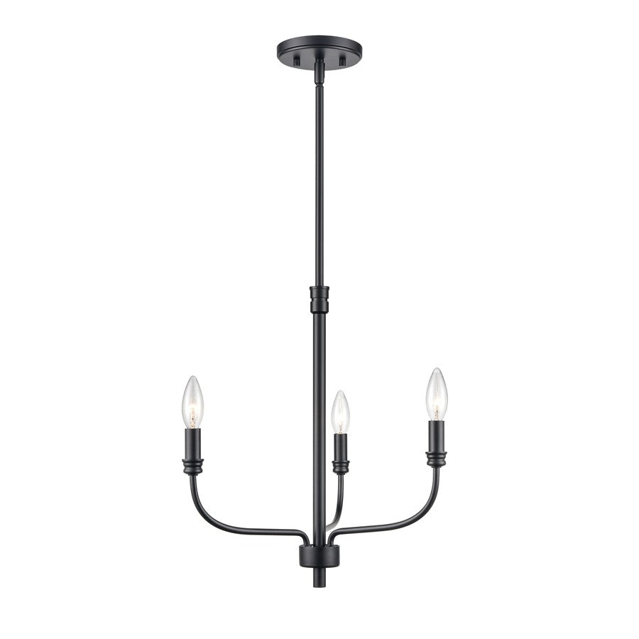 Atlas Lighting Newland 17in 3-Light Chandelier | Transitional Matte Black Metal | Dining Room & Living Room | 17 x 17 x 17 in | Model CL11271-BK