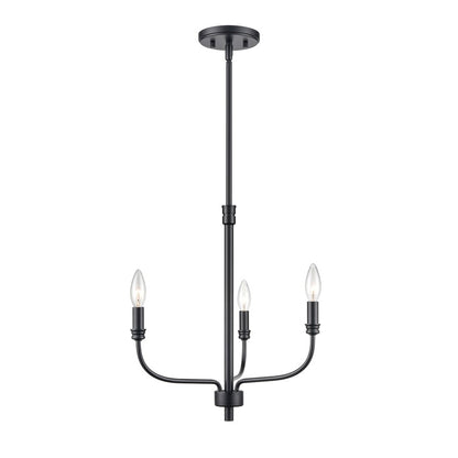 Atlas Lighting Newland 17in 3-Light Chandelier | Transitional Matte Black Metal | Dining Room & Living Room | 17 x 17 x 17 in | Model CL11271-BK