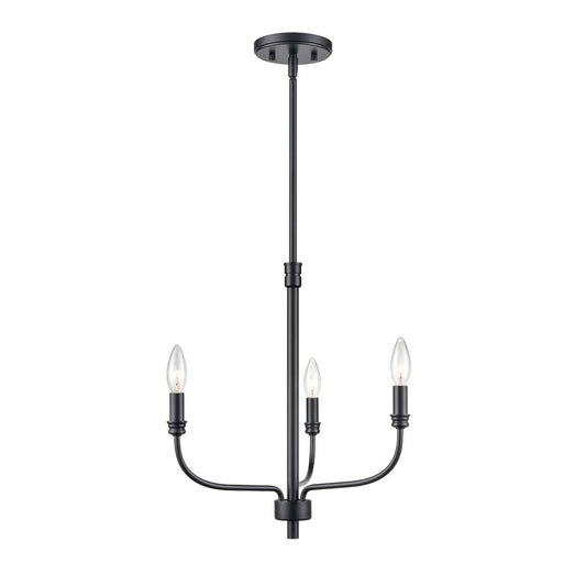 Atlas Lighting Newland 17in 3-Light Chandelier | Transitional Matte Black Metal | Dining Room & Living Room | 17 x 17 x 17 in | Model CL11271-BK