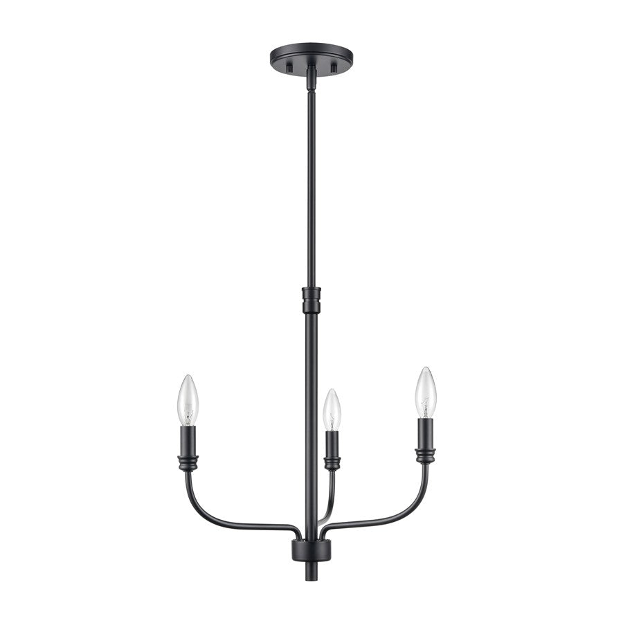 Atlas Lighting Newland 17in 3-Light Chandelier | Transitional Matte Black Metal | Dining Room & Living Room | 17 x 17 x 17 in | Model CL11271-BK