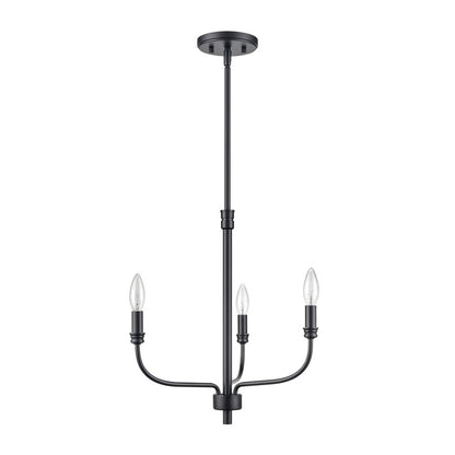 Atlas Lighting Newland 17in 3-Light Chandelier | Transitional Matte Black Metal | Dining Room & Living Room | 17 x 17 x 17 in | Model CL11271-BK
