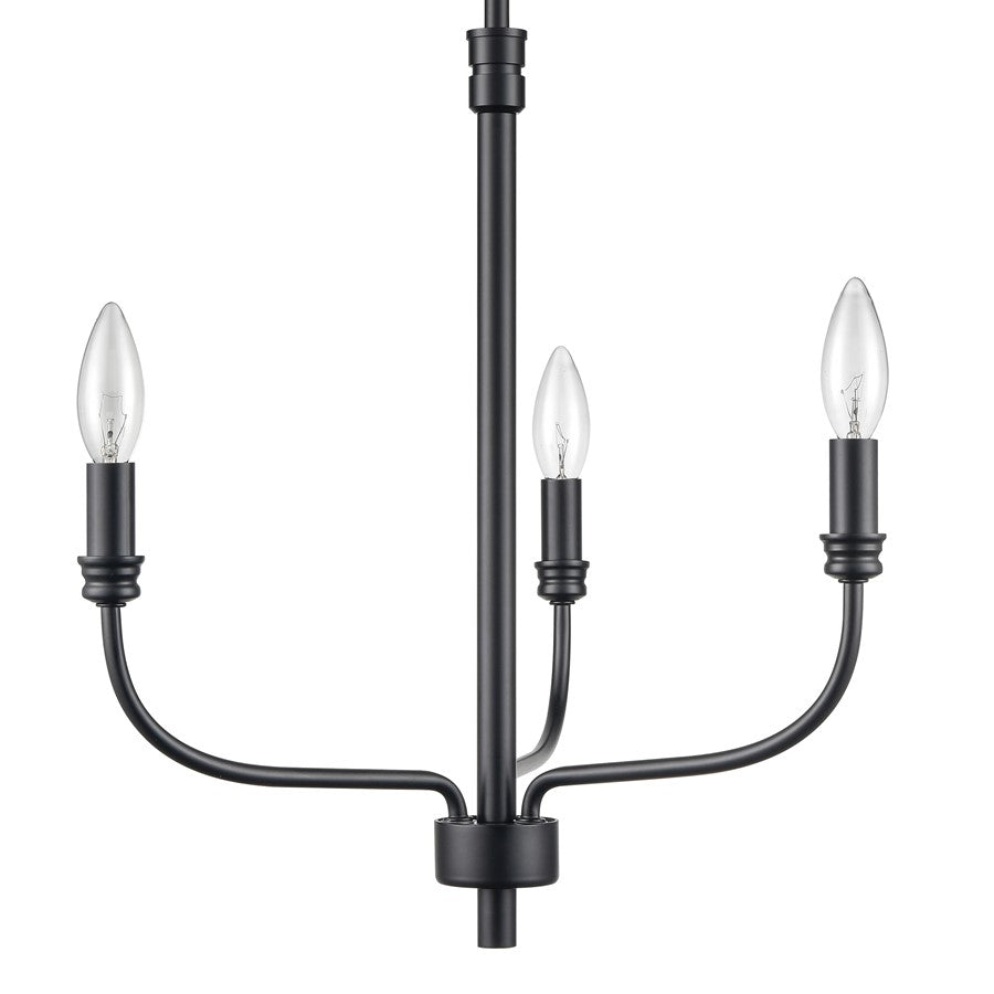 Atlas Lighting Newland 17in 3-Light Chandelier | Transitional Matte Black Metal | Dining Room & Living Room | 17 x 17 x 17 in | Model CL11271-BK