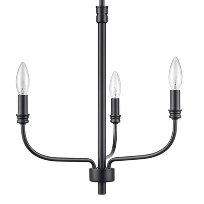 Atlas Lighting Newland 17in 3-Light Chandelier | Transitional Matte Black Metal | Dining Room & Living Room | 17 x 17 x 17 in | Model CL11271-BK