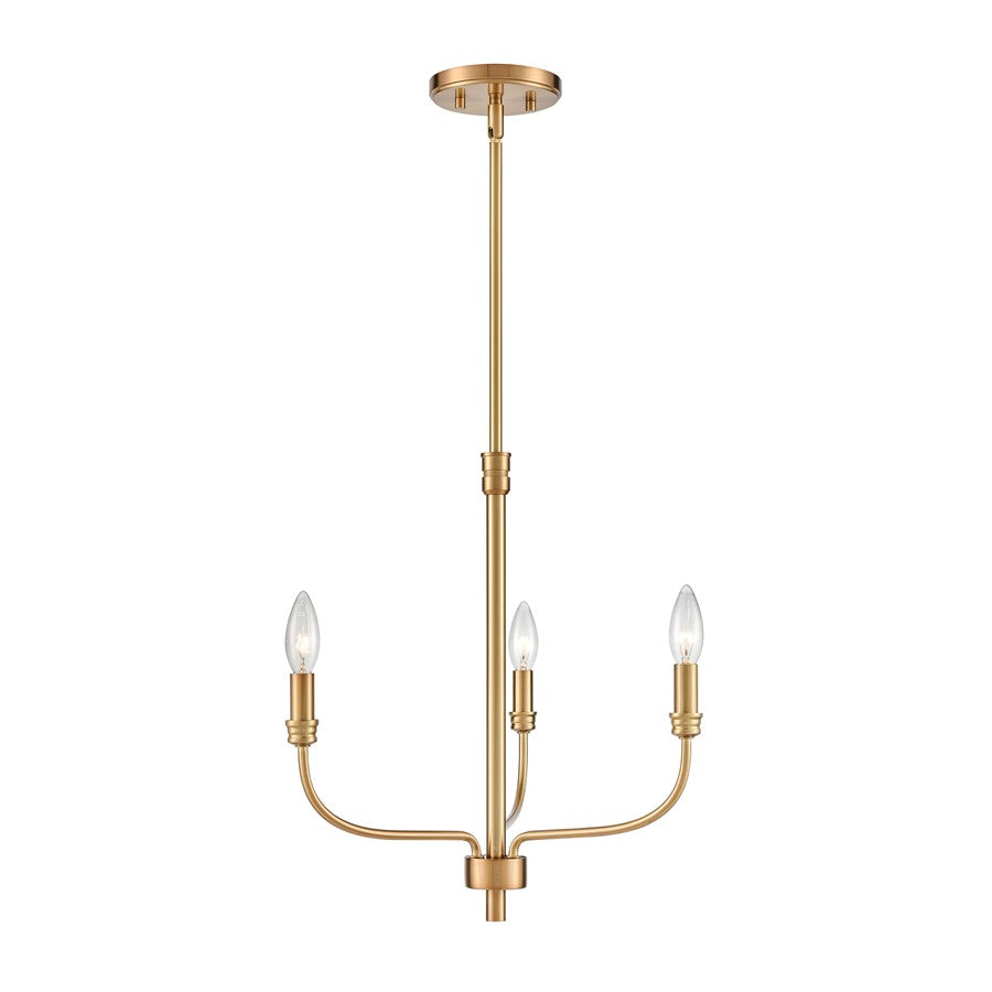 Atlas Lighting Newland 17in 3-Light Chandelier | Transitional Satin Brass Metal | Dining Room & Living Room | 17 x 17 x 17 in | Model CL11271-BS