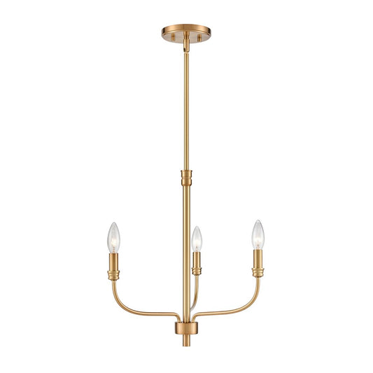 Atlas Lighting Newland 17in 3-Light Chandelier | Transitional Satin Brass Metal | Dining Room & Living Room | 17 x 17 x 17 in | Model CL11271-BS