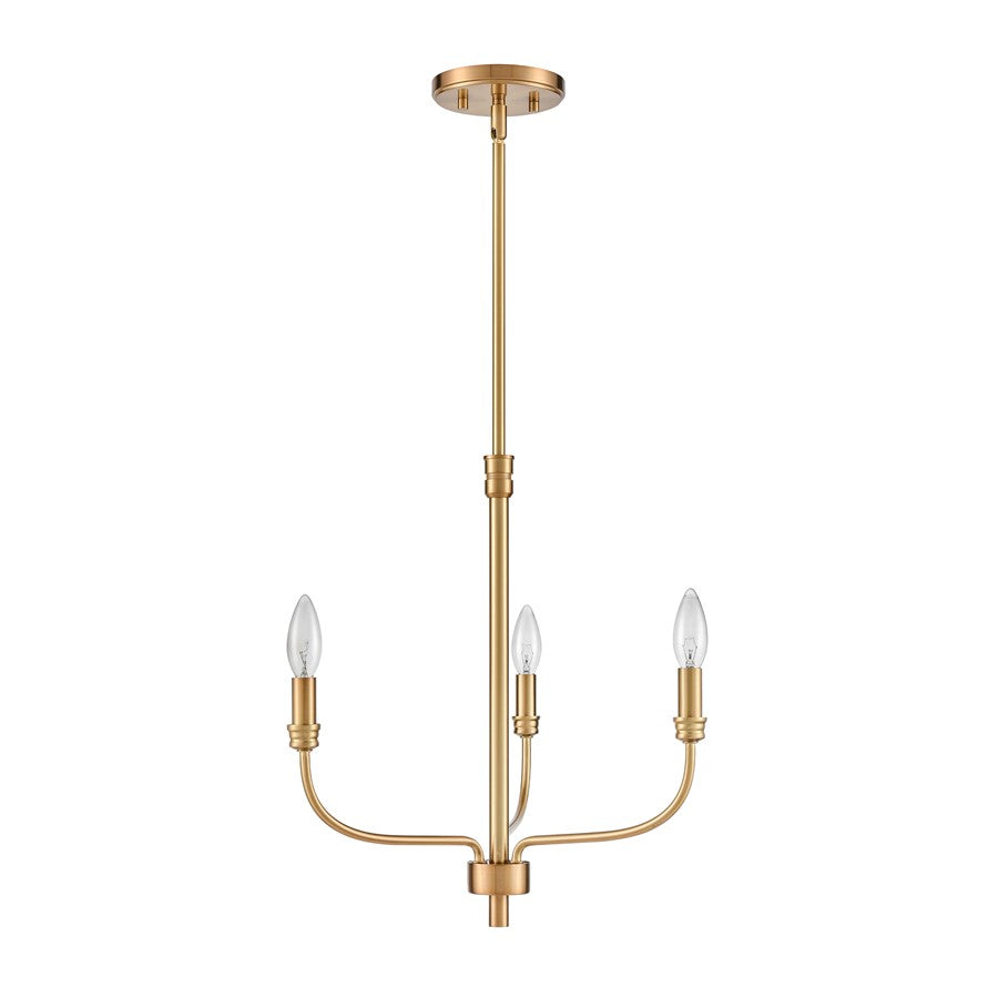 Atlas Lighting Newland 17in 3-Light Chandelier | Transitional Satin Brass Metal | Dining Room & Living Room | 17 x 17 x 17 in | Model CL11271-BS