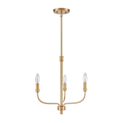 Atlas Lighting Newland 17in 3-Light Chandelier | Transitional Satin Brass Metal | Dining Room & Living Room | 17 x 17 x 17 in | Model CL11271-BS