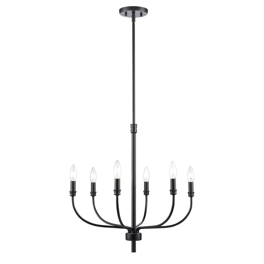 Atlas Lighting Newland 21in 6-Light Chandelier | Transitional Matte Black Metal | Dining Room & Living Room | 21 x 21 x 21 in | Model CL11272-BK