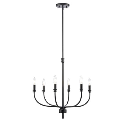 Atlas Lighting Newland 21in 6-Light Chandelier | Transitional Matte Black Metal | Dining Room & Living Room | 21 x 21 x 21 in | Model CL11272-BK