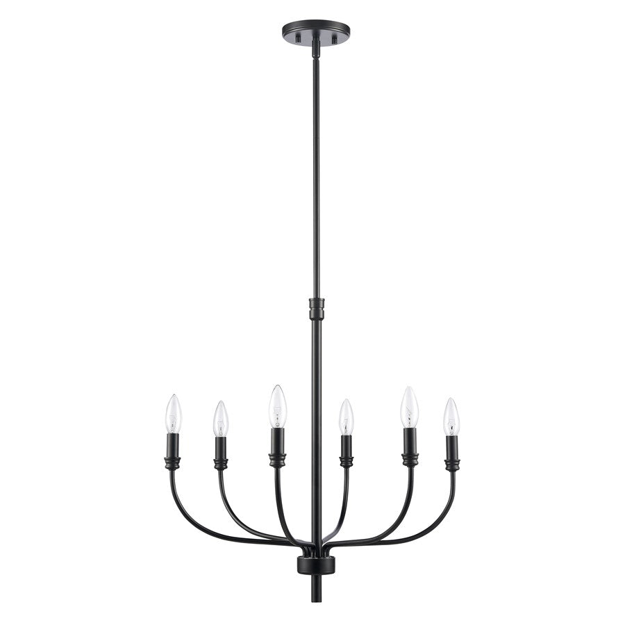 Atlas Lighting Newland 21in 6-Light Chandelier | Transitional Matte Black Metal | Dining Room & Living Room | 21 x 21 x 21 in | Model CL11272-BK