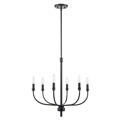 Atlas Lighting Newland 21in 6-Light Chandelier | Transitional Matte Black Metal | Dining Room & Living Room | 21 x 21 x 21 in | Model CL11272-BK