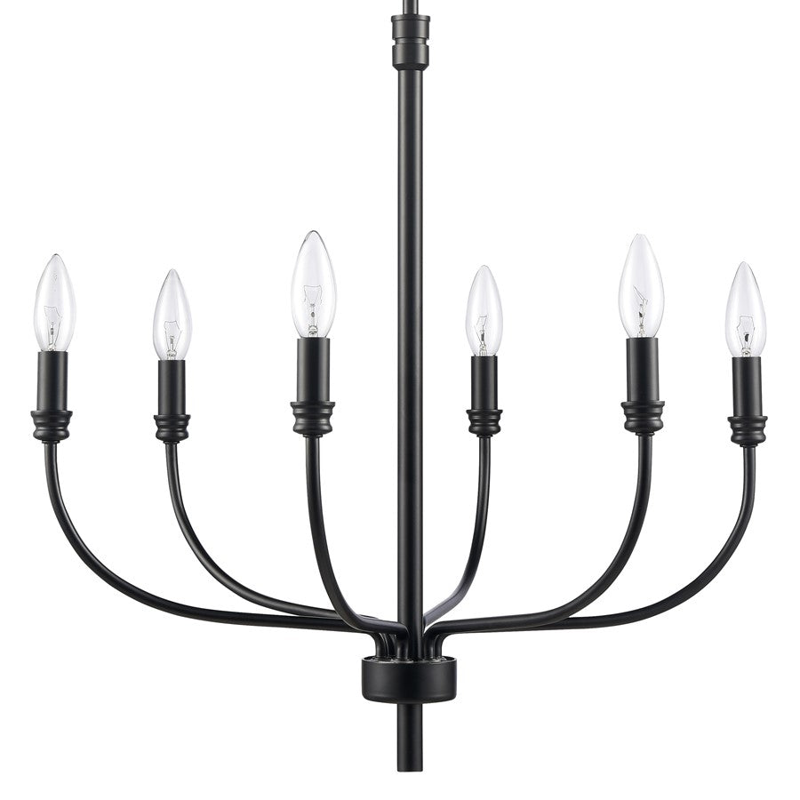 Atlas Lighting Newland 21in 6-Light Chandelier | Transitional Matte Black Metal | Dining Room & Living Room | 21 x 21 x 21 in | Model CL11272-BK