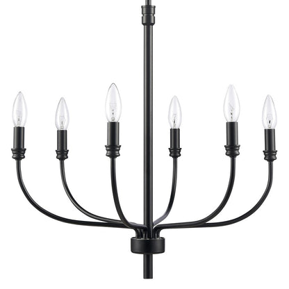 Atlas Lighting Newland 21in 6-Light Chandelier | Transitional Matte Black Metal | Dining Room & Living Room | 21 x 21 x 21 in | Model CL11272-BK