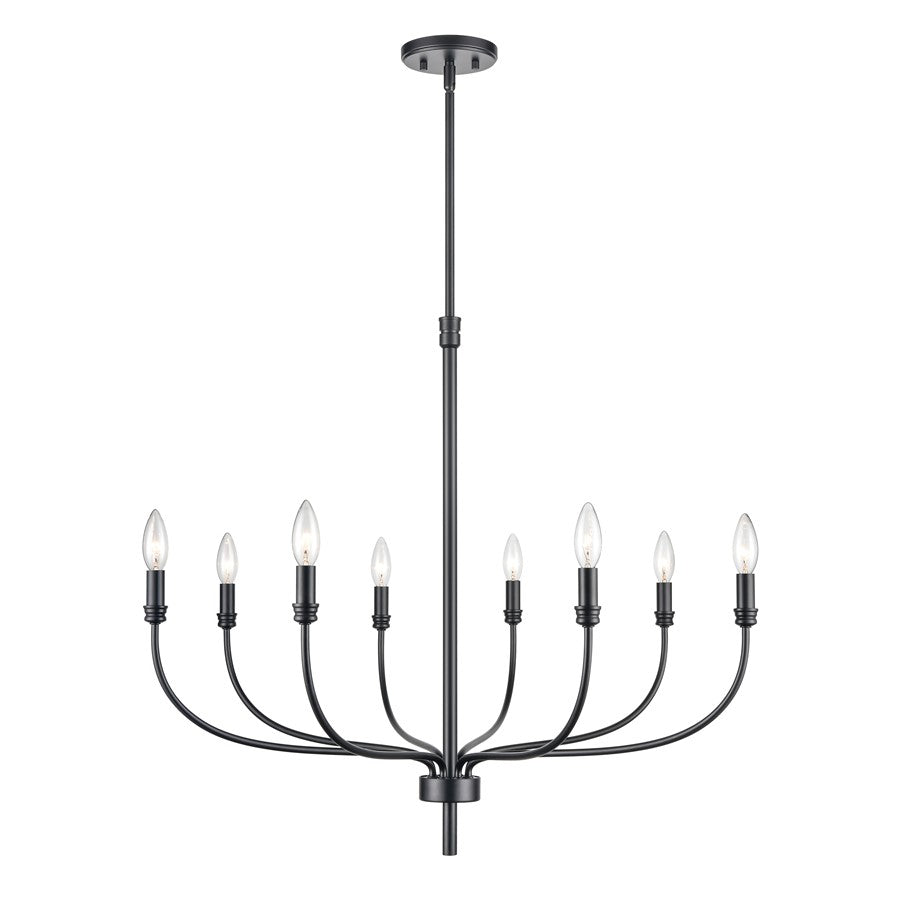 Atlas Lighting Newland 34in 8-Light Chandelier | Transitional Matte Black Metal | Dining Room & Living Room | 34 x 34 x 28 in | Model CL11273-BK