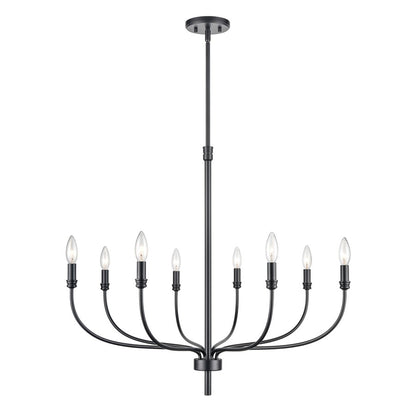 Atlas Lighting Newland 34in 8-Light Chandelier | Transitional Matte Black Metal | Dining Room & Living Room | 34 x 34 x 28 in | Model CL11273-BK