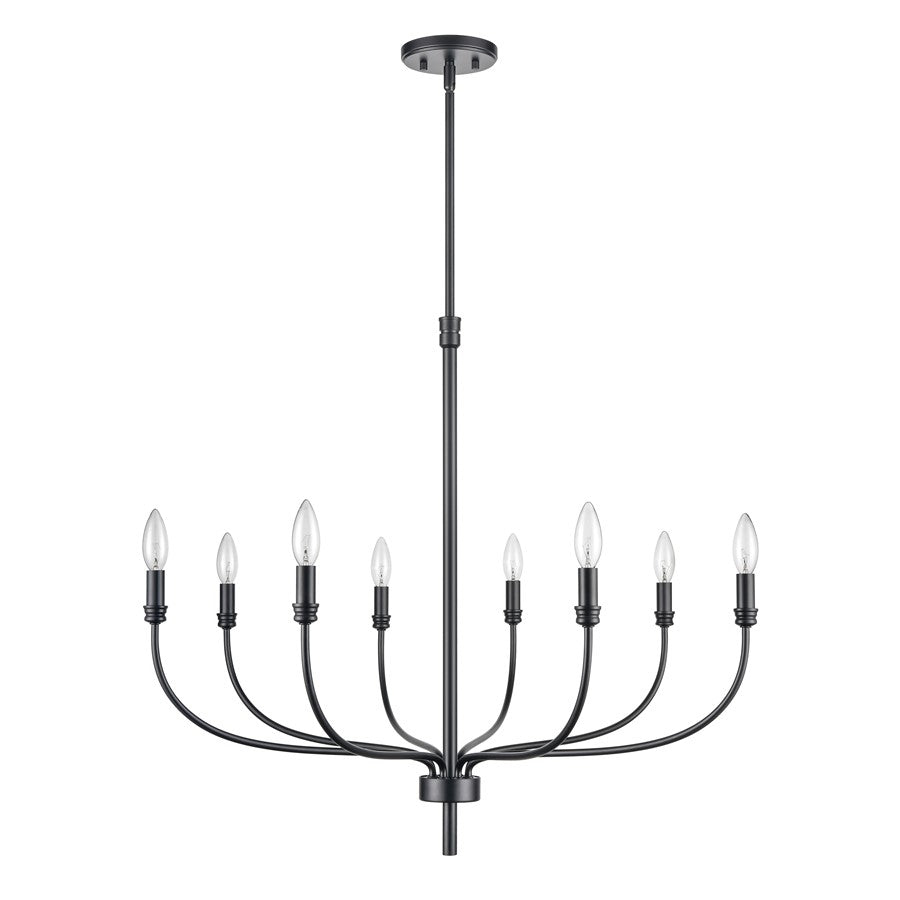 Atlas Lighting Newland 34in 8-Light Chandelier | Transitional Matte Black Metal | Dining Room & Living Room | 34 x 34 x 28 in | Model CL11273-BK