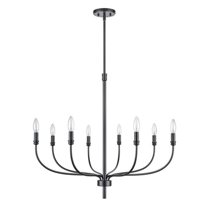 Atlas Lighting Newland 34in 8-Light Chandelier | Transitional Matte Black Metal | Dining Room & Living Room | 34 x 34 x 28 in | Model CL11273-BK