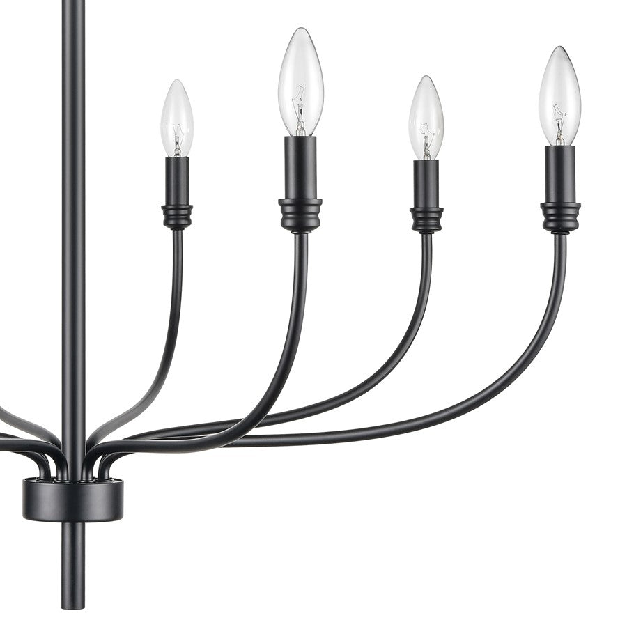 Atlas Lighting Newland 34in 8-Light Chandelier | Transitional Matte Black Metal | Dining Room & Living Room | 34 x 34 x 28 in | Model CL11273-BK