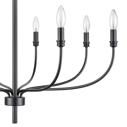 Atlas Lighting Newland 34in 8-Light Chandelier | Transitional Matte Black Metal | Dining Room & Living Room | 34 x 34 x 28 in | Model CL11273-BK