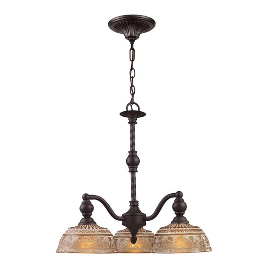 Atlas Lighting Norwich 21in 3-Light Chandelier | Traditional Oil Rubbed Bronze and Amber Glass | Dining Room & Entryway | Model CL11274-BZ