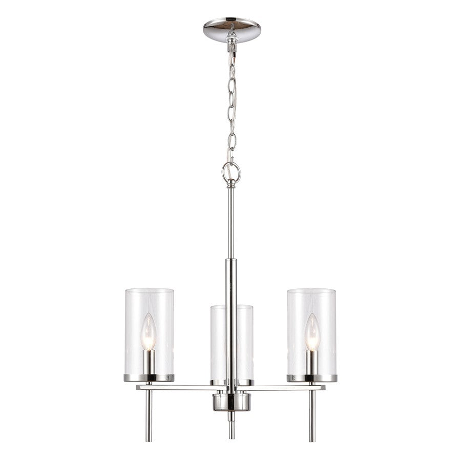 Atlas Lighting Oakland 19in 3-Light Chandelier | Modern Chrome and Clear Glass | Dining Room & Kitchen Island | 19 x 19 x 23 in | Model CL11277-CH