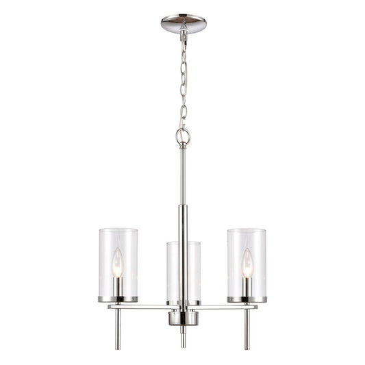 Atlas Lighting Oakland 19in 3-Light Chandelier | Modern Chrome and Clear Glass | Dining Room & Kitchen Island | 19 x 19 x 23 in | Model CL11277-CH