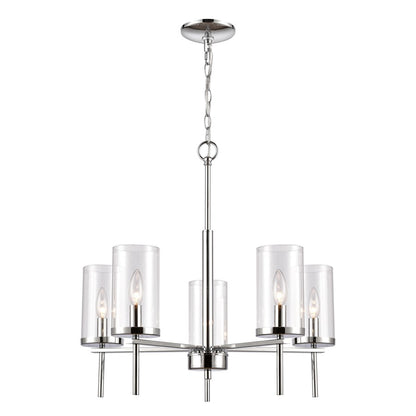 Atlas Lighting Oakland 25in 5-Light Chandelier | Modern Chrome and Clear Glass | Dining Room & Kitchen Island | 25 x 25 x 23 in | Model CL11278-CH