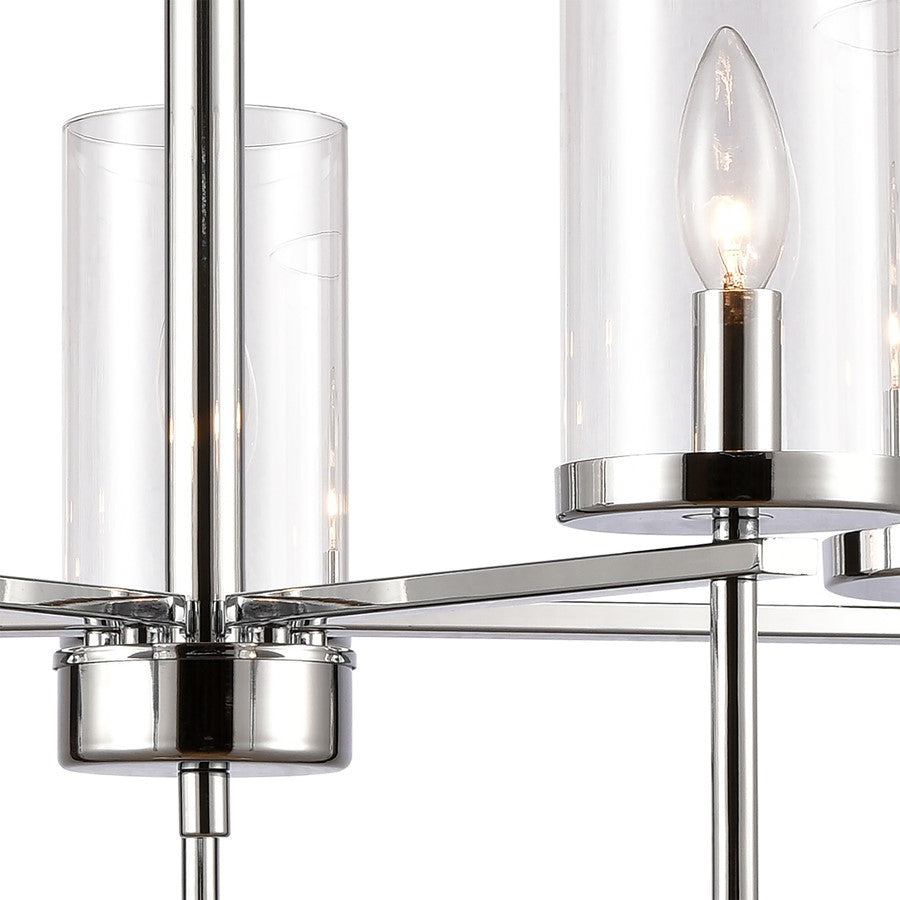 Atlas Lighting Oakland 25in 5-Light Chandelier | Modern Chrome and Clear Glass | Dining Room & Kitchen Island | 25 x 25 x 23 in | Model CL11278-CH