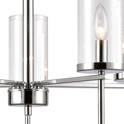 Atlas Lighting Oakland 25in 5-Light Chandelier | Modern Chrome and Clear Glass | Dining Room & Kitchen Island | 25 x 25 x 23 in | Model CL11278-CH