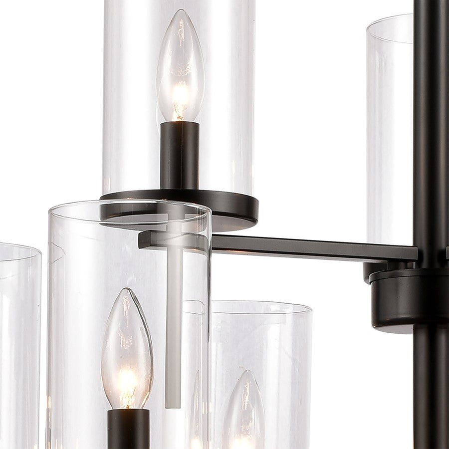 Atlas Lighting Oakland 28in 9-Light Chandelier | Modern Black and Clear Glass | Dining Room & Living Room | 28 x 28 x 28 in | Model CL11279-BK