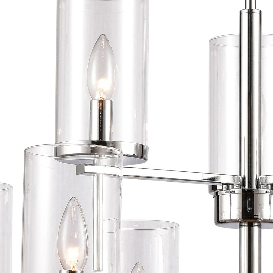 Atlas Lighting Oakland 28in 9-Light Chandelier | Modern Chrome and Clear Glass | Dining Room & Living Room | 28 x 28 x 28 in | Model CL11279-CH