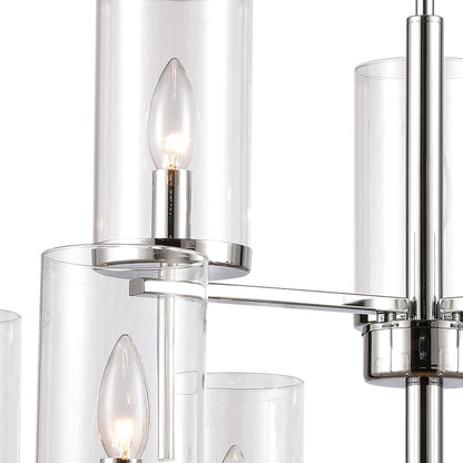 Atlas Lighting Oakland 28in 9-Light Chandelier | Modern Chrome and Clear Glass | Dining Room & Living Room | 28 x 28 x 28 in | Model CL11279-CH