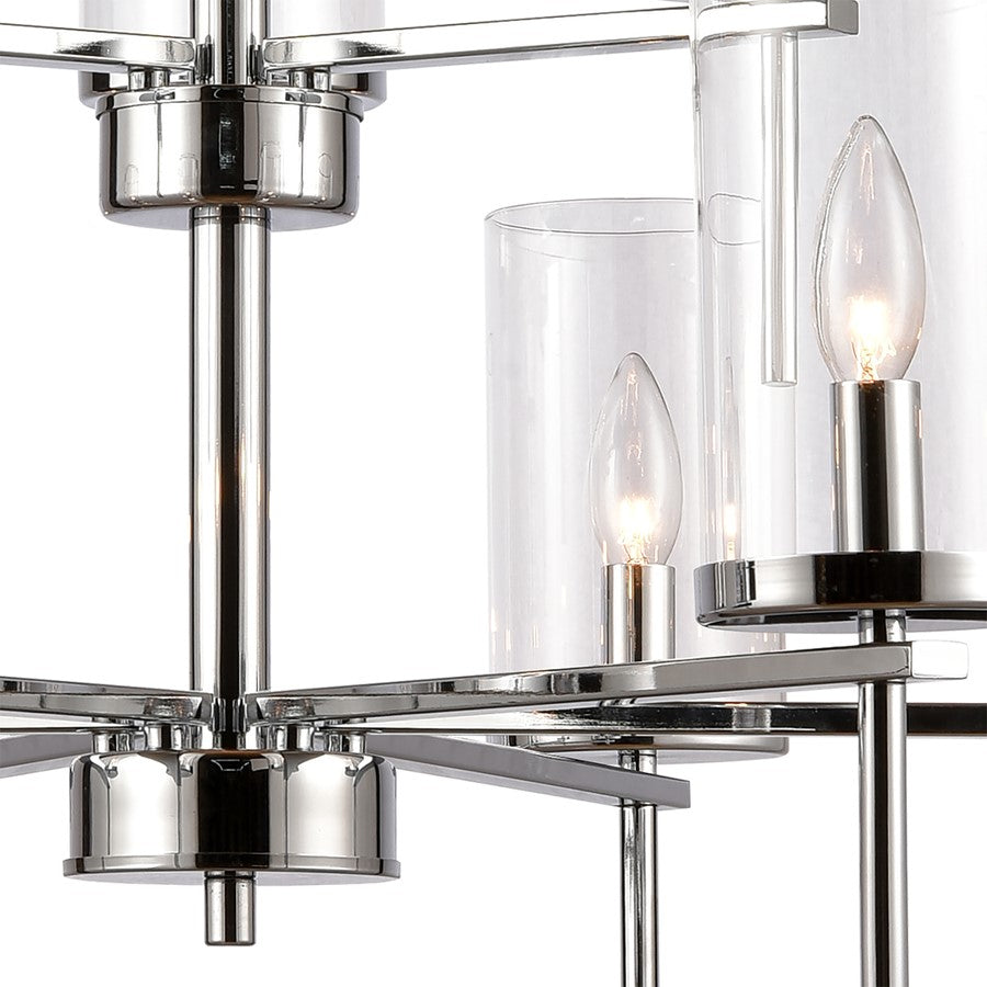 Atlas Lighting Oakland 28in 9-Light Chandelier | Modern Chrome and Clear Glass | Dining Room & Living Room | 28 x 28 x 28 in | Model CL11279-CH