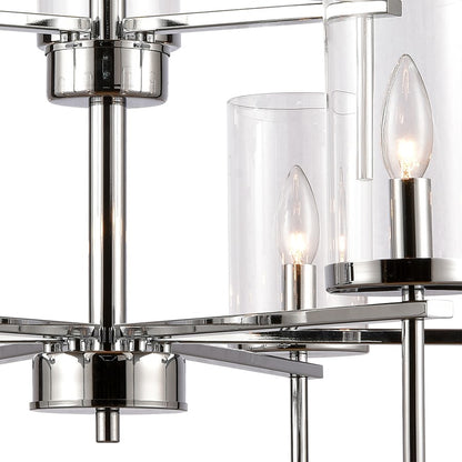Atlas Lighting Oakland 28in 9-Light Chandelier | Modern Chrome and Clear Glass | Dining Room & Living Room | 28 x 28 x 28 in | Model CL11279-CH