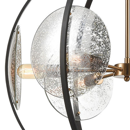 Atlas Lighting Oriah 28in 6-Light Chandelier | Modern Matte Black and Satin Brass with Silver Mercury Glass | Dining Room & Living | Model CL11280-BK