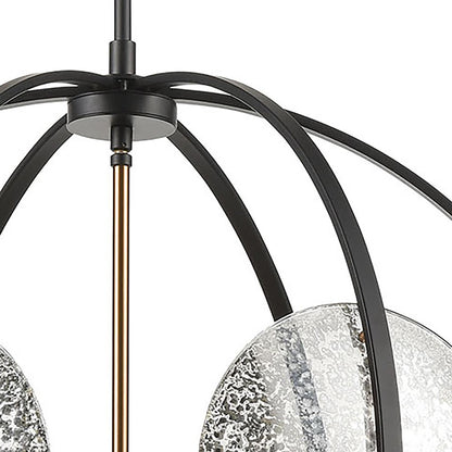Atlas Lighting Oriah 28in 6-Light Chandelier | Modern Matte Black and Satin Brass with Silver Mercury Glass | Dining Room & Living | Model CL11280-BK